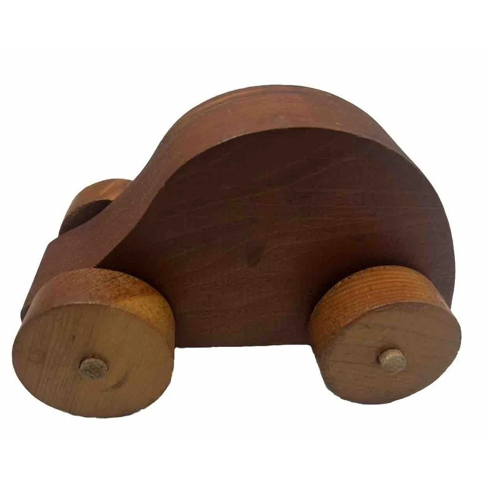 Vintage Wooden Car Handmade Old Fashioned Rolling Country Toy 6